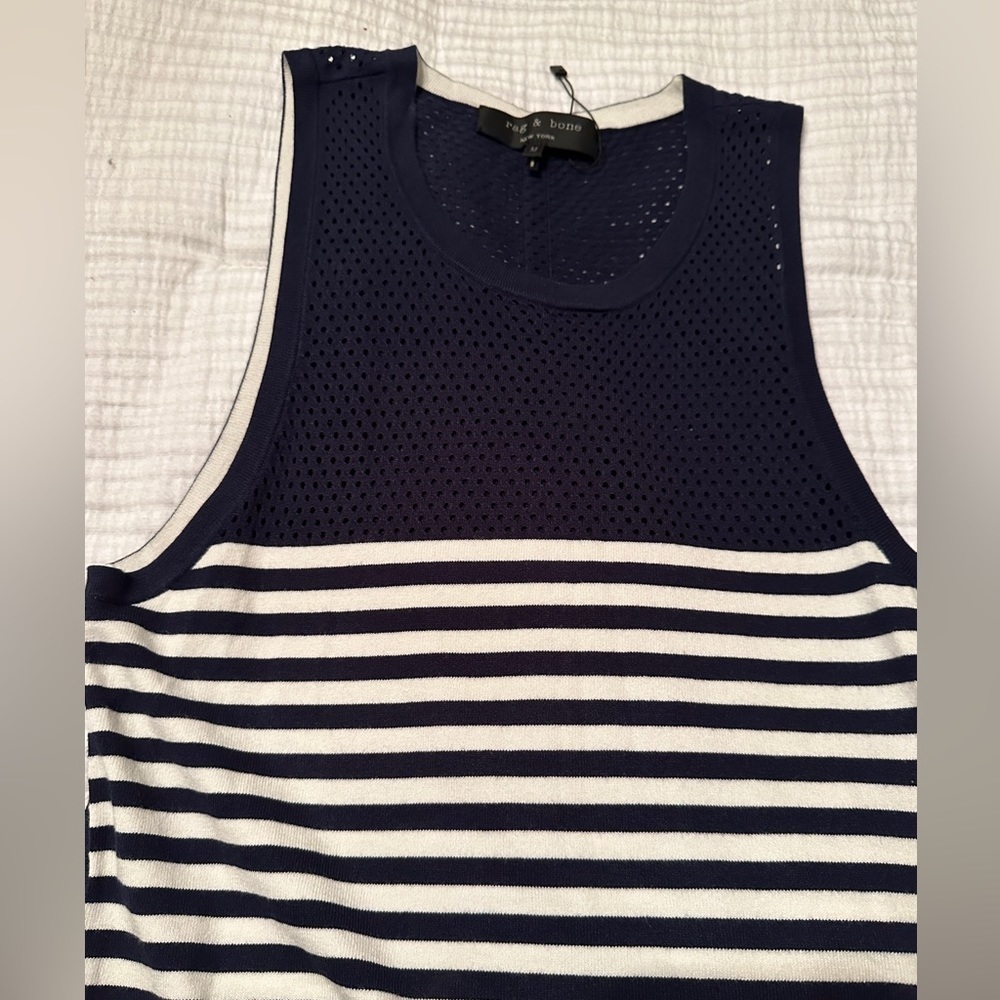 Rag & Bone Giselle Mesh Insert Striped Dress - Size M - Picture 7 of 12